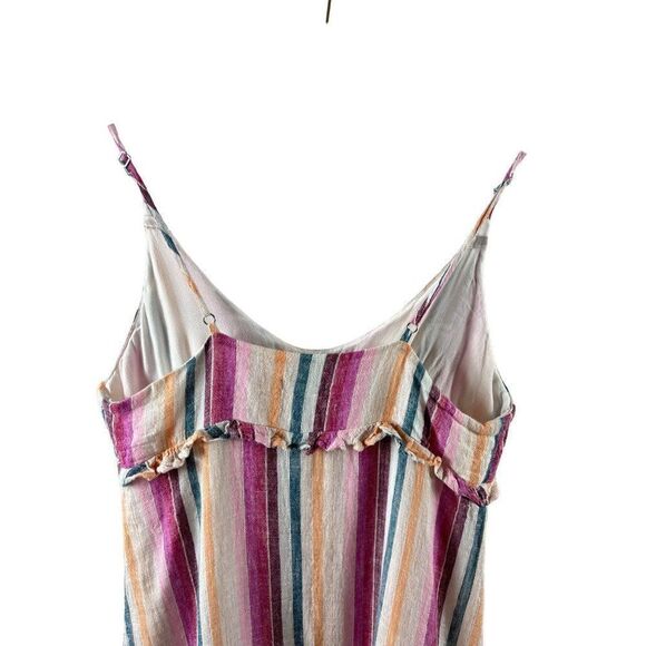 Rails Martina Linen Blend Sleeveless Mini Dress Small Avila Stripe Ruffled Pink - Picture 8 of 13